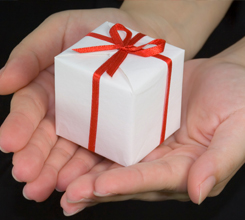 Gift cards displayed at a register